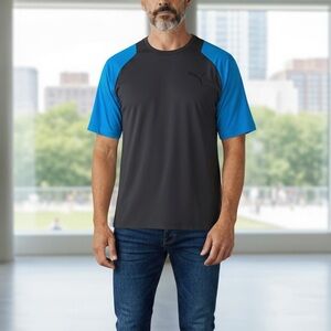 Puma Men's Black and Blue Short Sleeve Tee